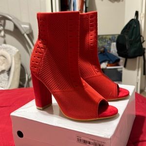 Fall red boots open toe